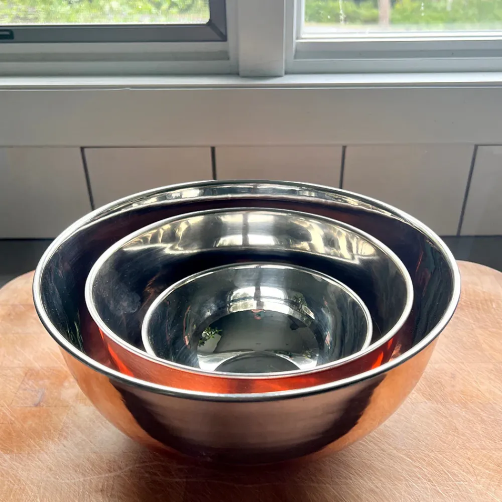 Garrett Wade 3 Beautiful Steel Lined Copper Bowls Sale