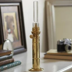 garrett-wade Brass Column Oil Lamp New
