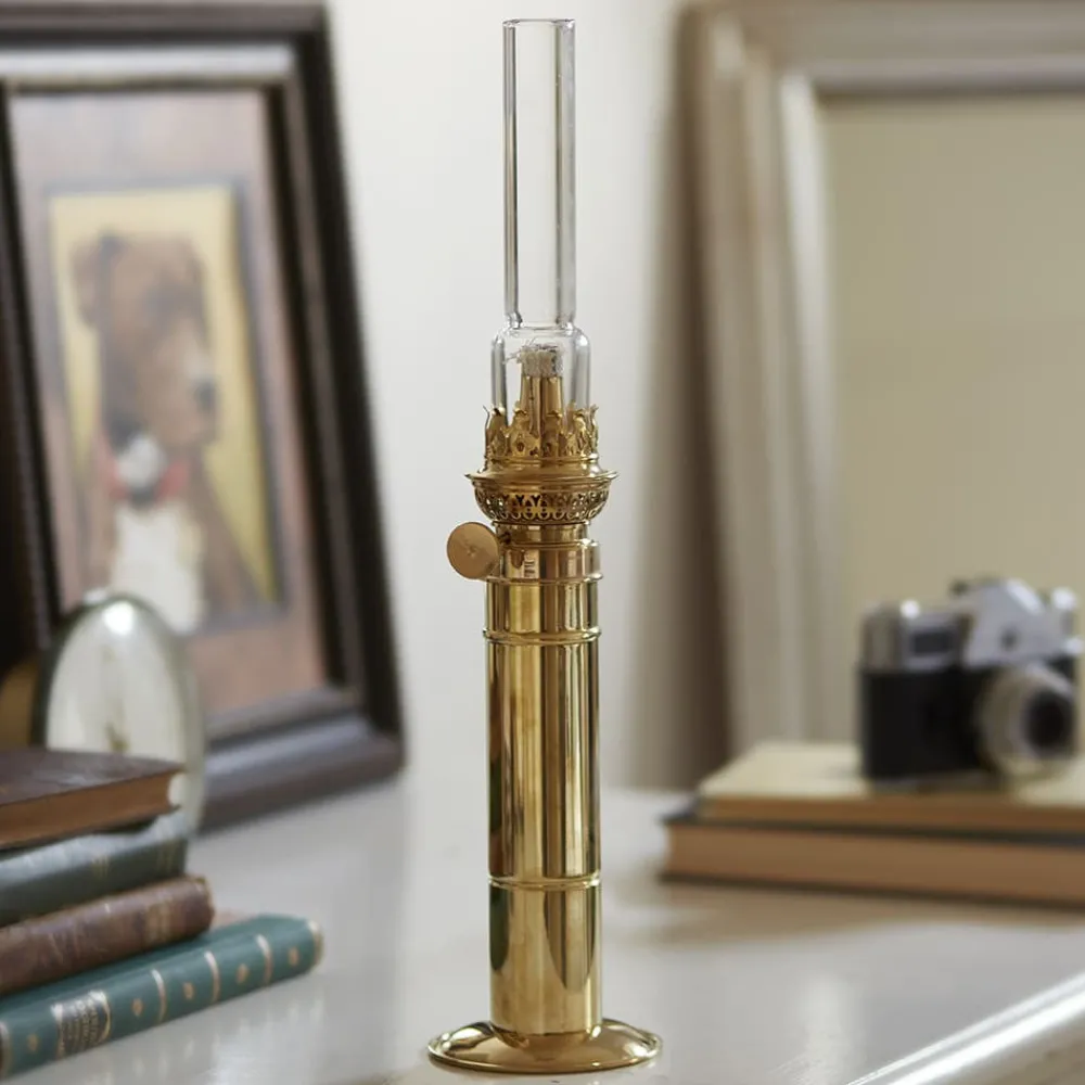 garrett-wade Brass Column Oil Lamp New