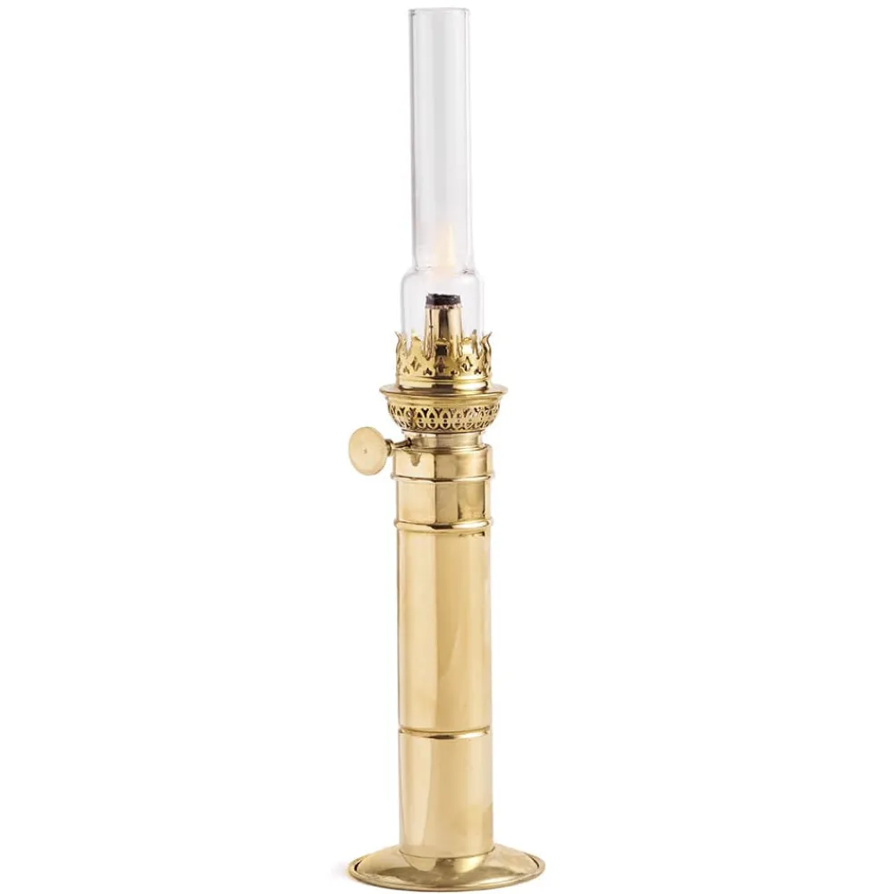 garrett-wade Brass Column Oil Lamp New