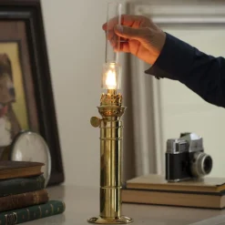 garrett-wade Brass Column Oil Lamp New