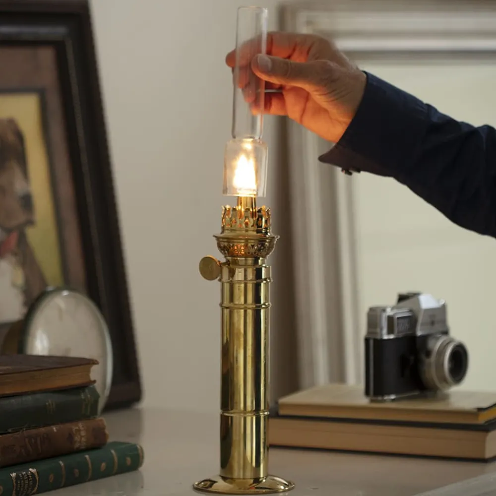 garrett-wade Brass Column Oil Lamp New