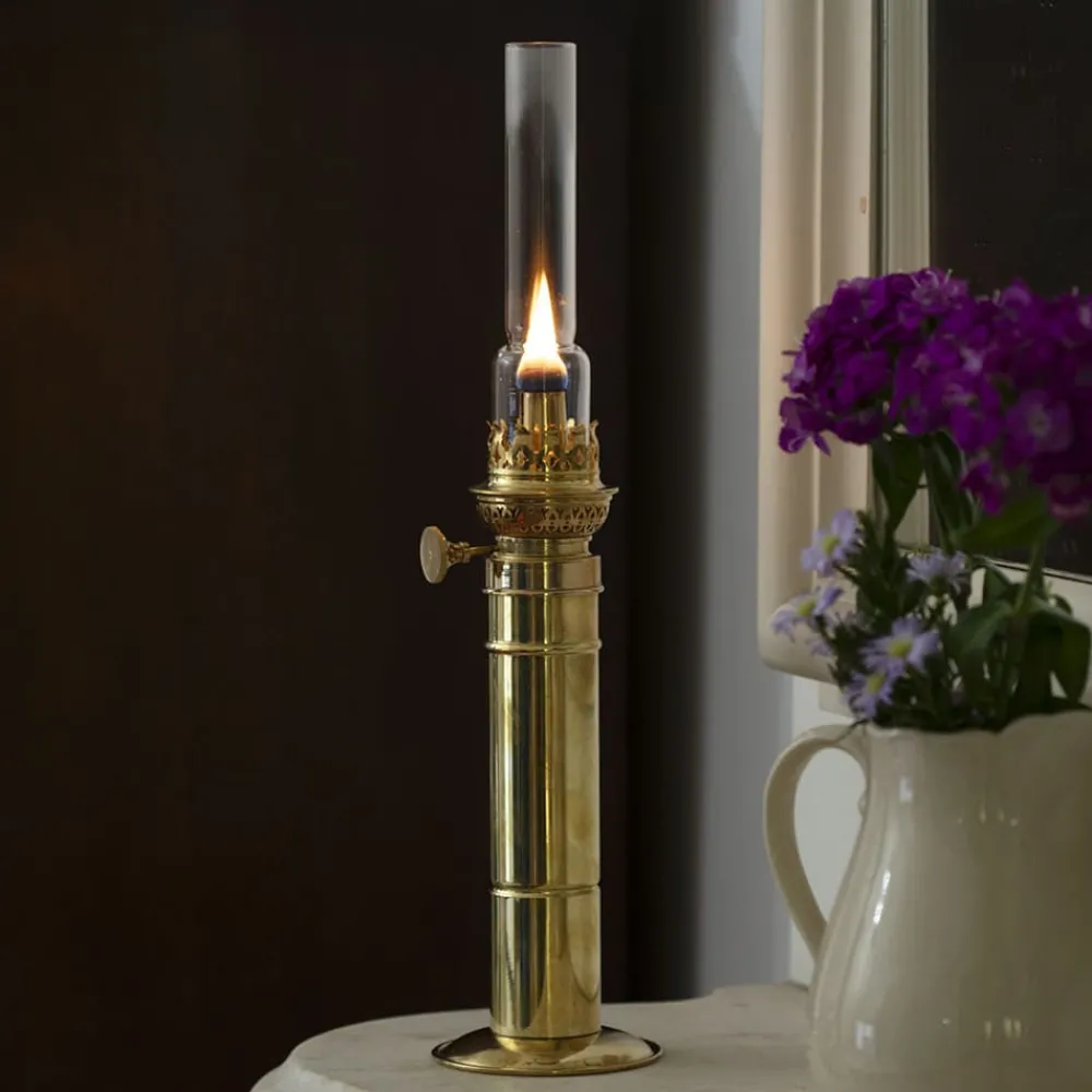 garrett-wade Brass Column Oil Lamp New