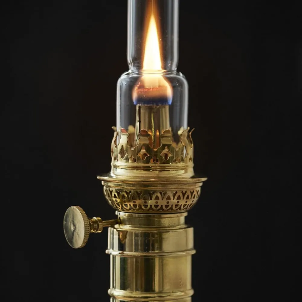 garrett-wade Brass Column Oil Lamp New