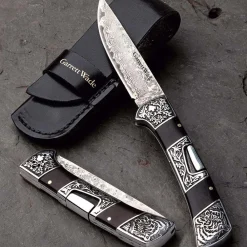 Garrett Wade Damascus Blade Knife with Sheath