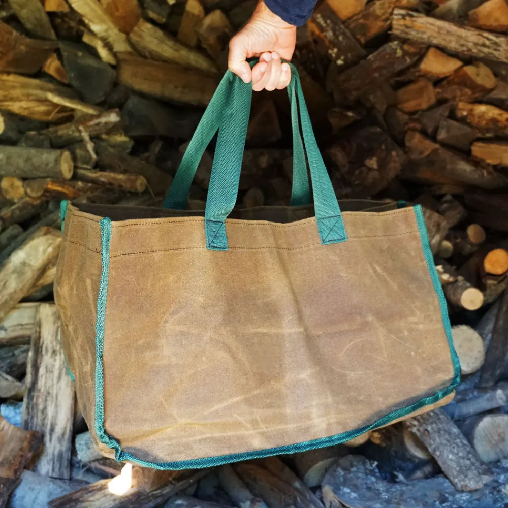 garrett-wade Double Thickness Waxed Canvas Log Carrier Brown Hot