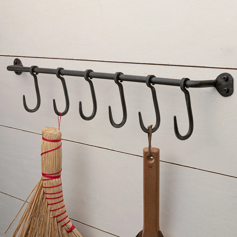 Garrett Wade Forged Iron Rod Rack with 6 S-Hooks New
