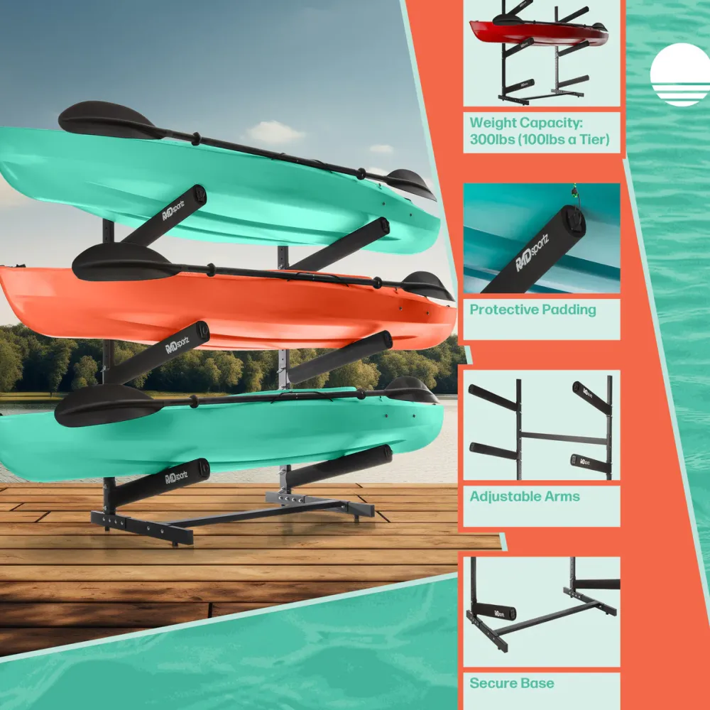 garrett-wade Freestanding Outdoor 3-Level Kayak and Canoe Rack Best