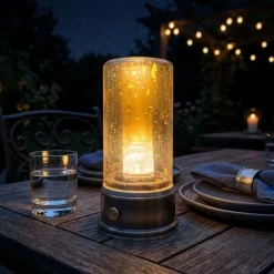 Garrett Wade LED Mid-Century Lamp, Bubble Glass Sale