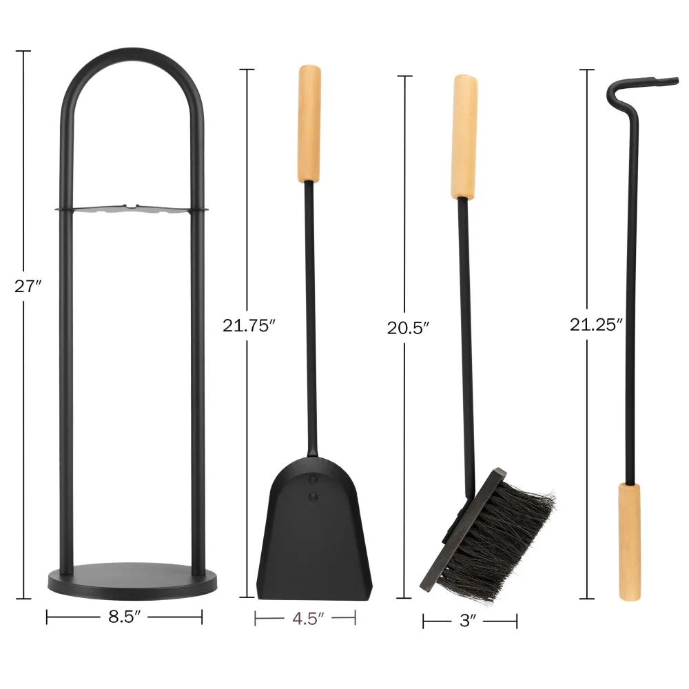Garrett Wade 4-pc Wood Black Fireplace Tool Set Discount