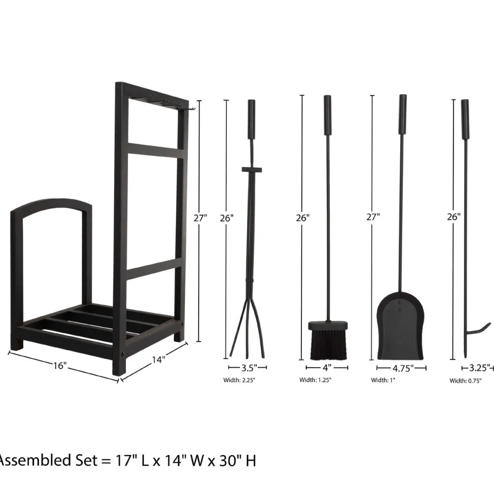 garrett-wade 5-Piece Firewood Rack Set New