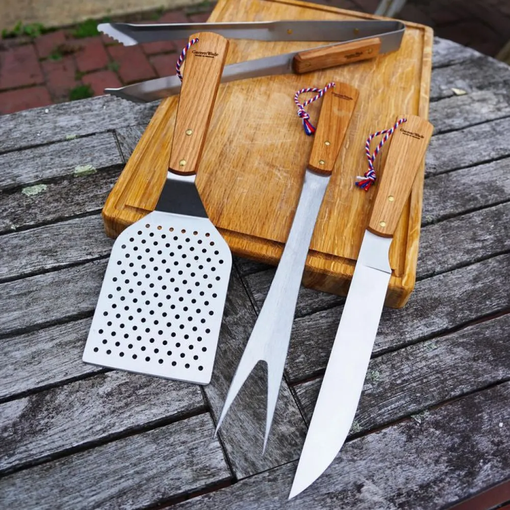 garrett-wade Pro-Grade 4 Pc. Wooden-Handled BBQ Set New