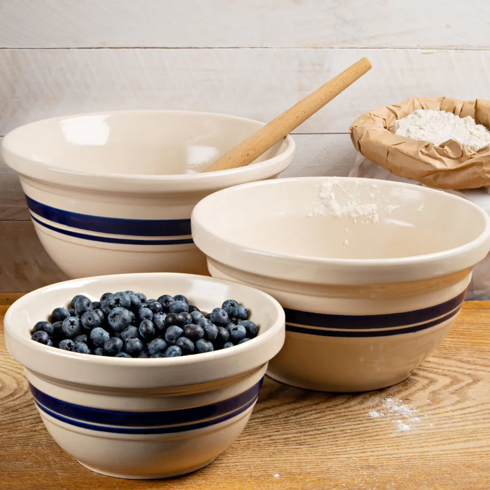 garrett-wade Set of Three USA Made Classic Stoneware Mixing Bowls Clearance