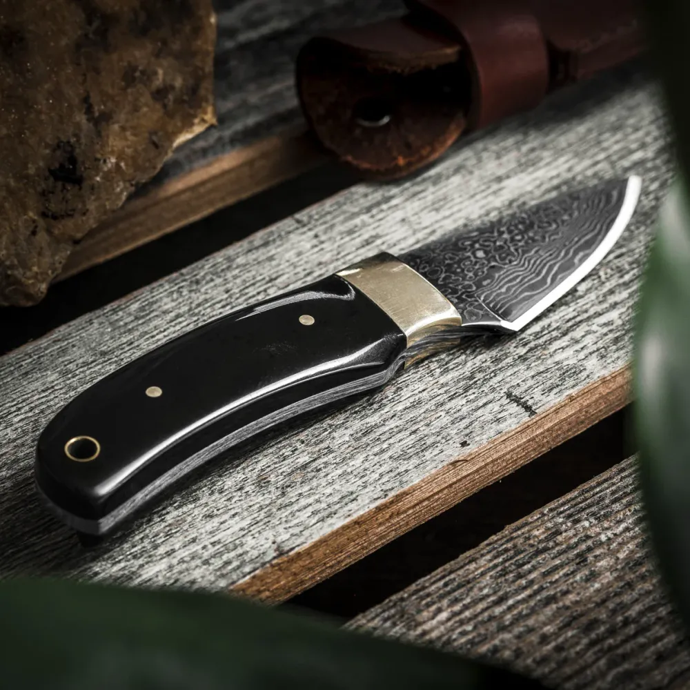 Garrett Wade Short Damascus Fixed-Blade Knife New
