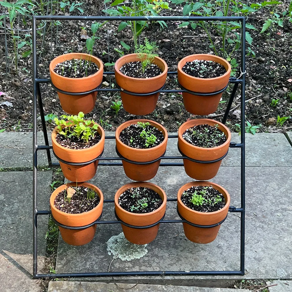 garrett-wade Terracotta Planter Stand Including 9 Pots Discount