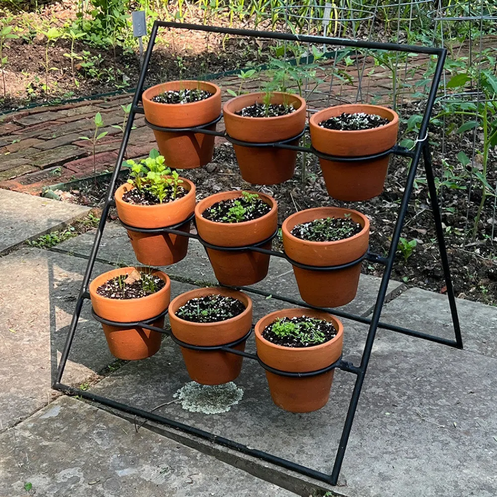 garrett-wade Terracotta Planter Stand Including 9 Pots Discount