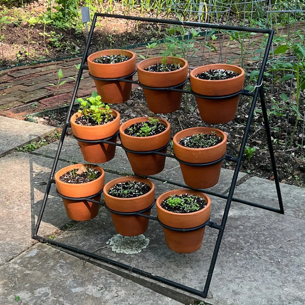garrett-wade Terracotta Planter Stand Including 9 Pots Discount