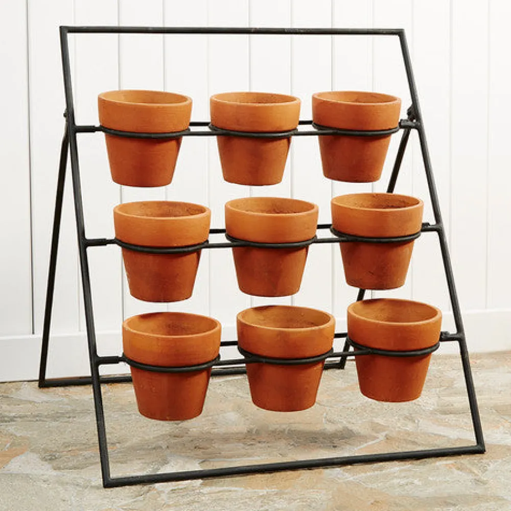 garrett-wade Terracotta Planter Stand Including 9 Pots Discount